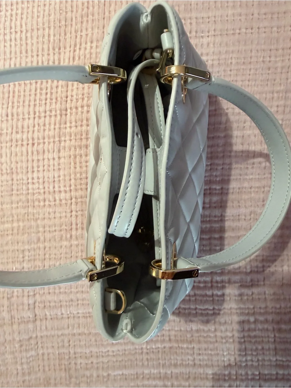 NWOT Kate Spade Carey Small Quilted Leather Satchel - Mist / Light Grey